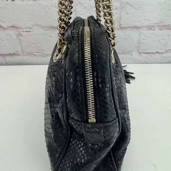 Gucci RARE Black Python SoHo Chain Tassel Shoulder Bag - Picture 5 of 16